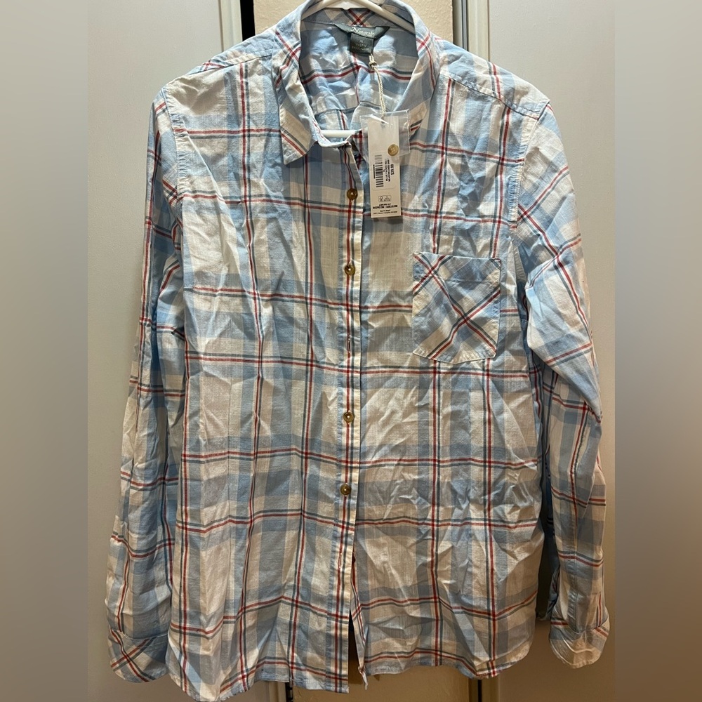 Natural Reflections Button-Down Blue Faded Red Meadowlands Shirt NWT